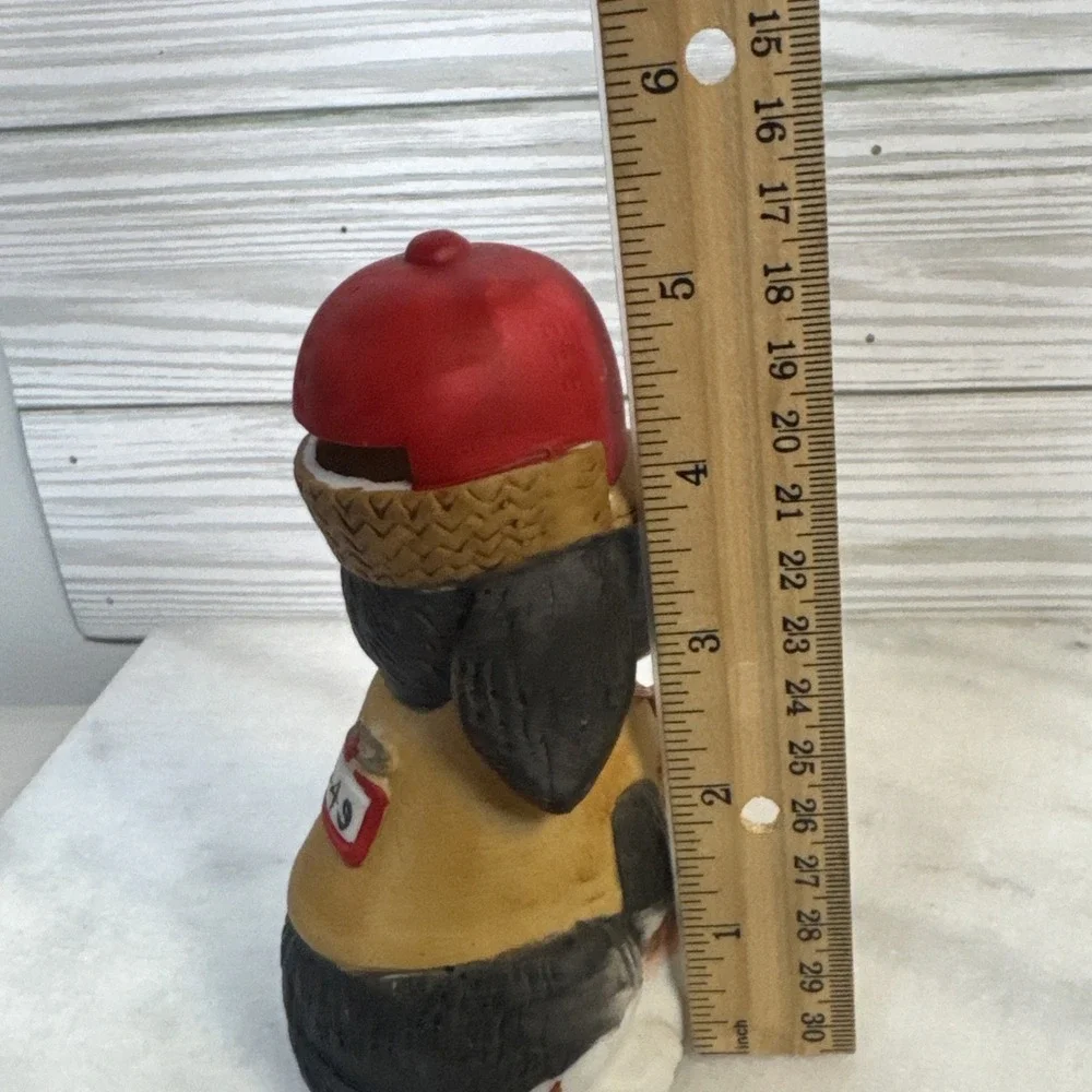Vintage Jasco Hunting Dog Bank Figurine Red Hat Spaniel Stopper Missing